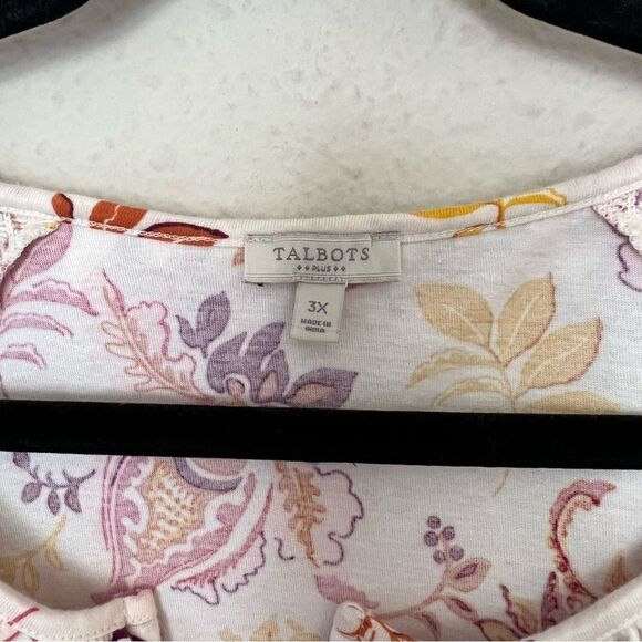 Talbots Floral Long Sleeve Cotton Blouse Plus Size 3X - Picture 3 of 6